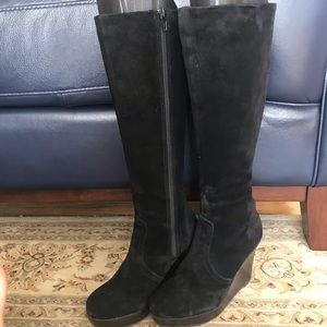 Black Suede Wedge Boots